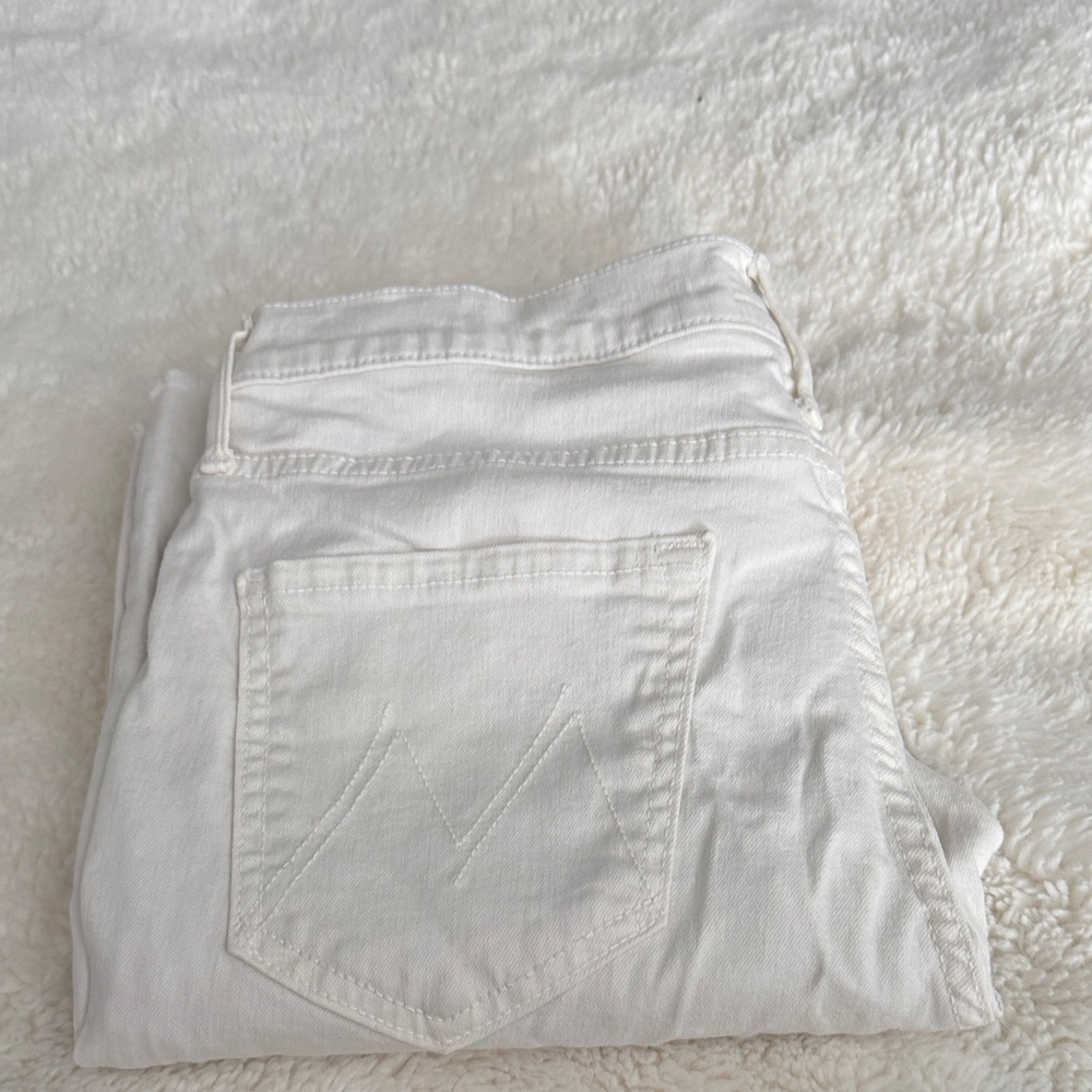 MOTHER the dutchie ankle raw hem off white jeans size 27
